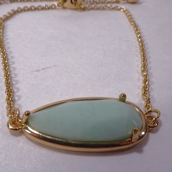 Anthropologie Mint Stone Resin Oval Gold Snake Chain Slider Bracelet NWOT $58.00 - Picture 3 of 7